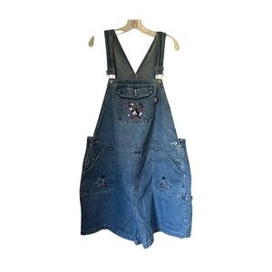 Vintage Disney Mickey Mouse Plus Size Denim Short Overalls 24W